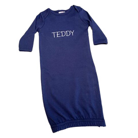 Embroidered Name On Blue Sleeping Gown