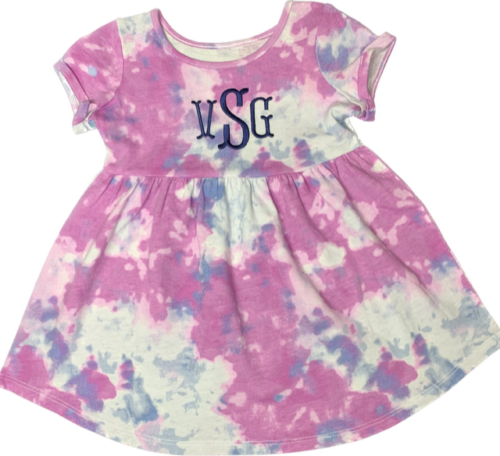 Tie dye dress with monogram