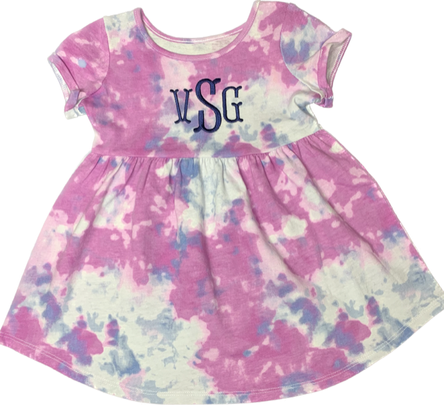 Tie dye dress with monogram