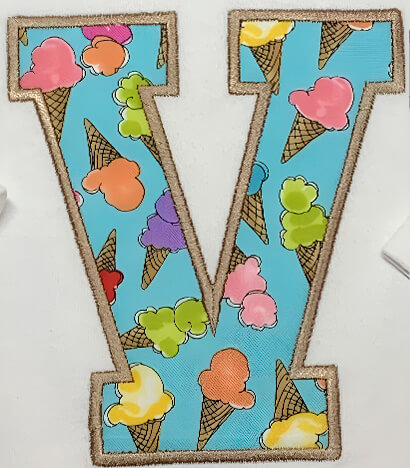 V-shaped embroidery